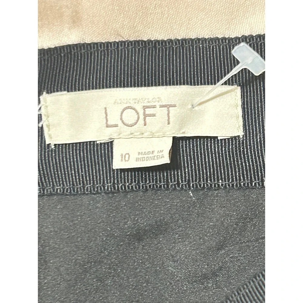 LOFT Women Size 10 Black Metallic Diamond Jacquard Skirt A-Line‎ Mini Polyester